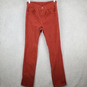 Vtg Levis Red Corduroy Pants Men's 29x34 70s Talon 42 Zipper USA Made White Tab